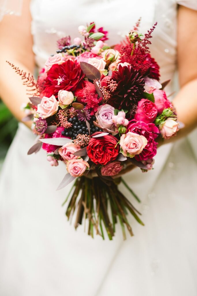 Bridal bouquet of seasonal flowers